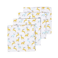 WEIHNACHTSSERVIETTEN Majestätischer Hirsch, 4er-Set grau-gelbe Stoffservietten 45/45 cm - Gelb, Textil (45/45cm) - Homescapes
