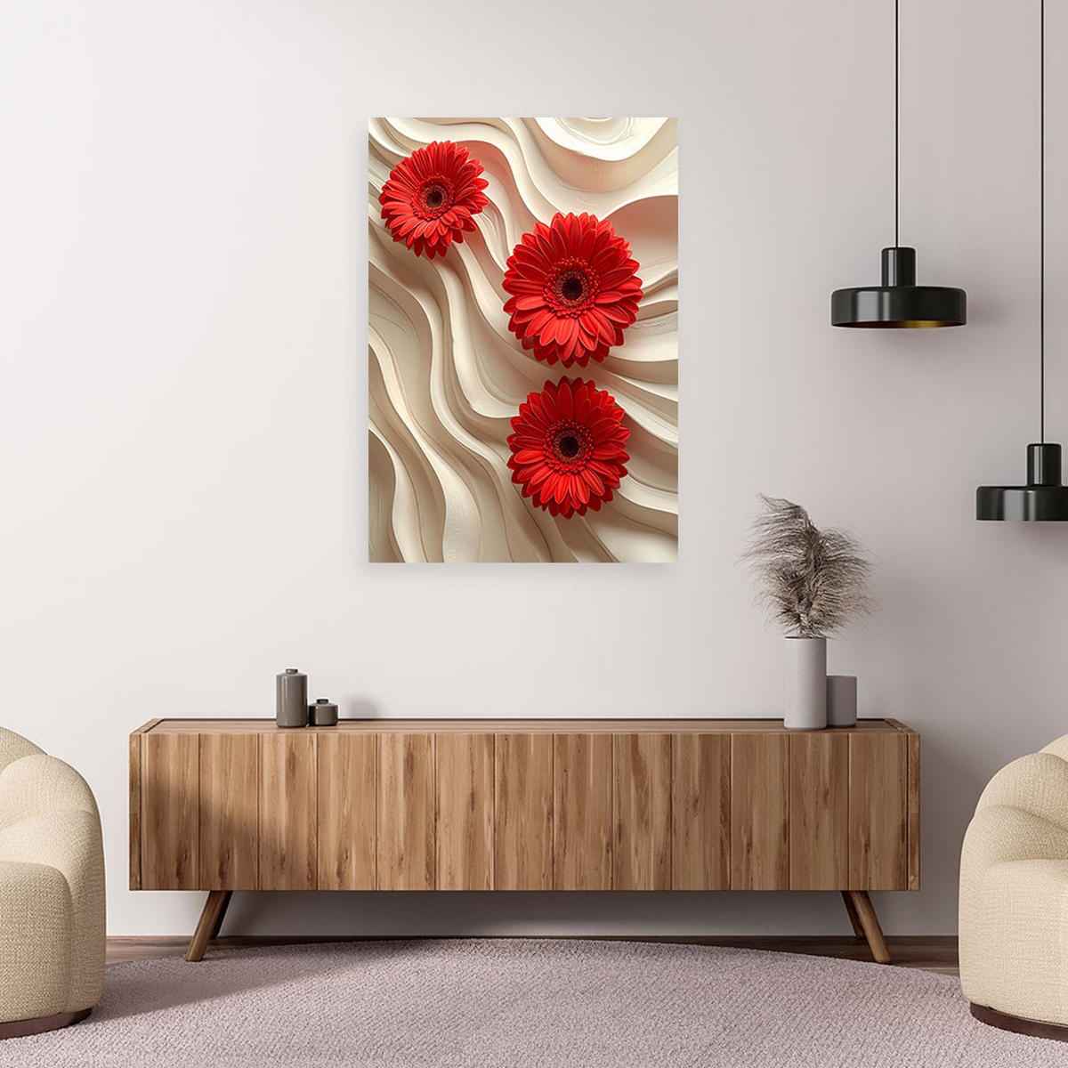 LEINWANDBILD, Blumen - Rot, Textil (80/120cm) - Feeby