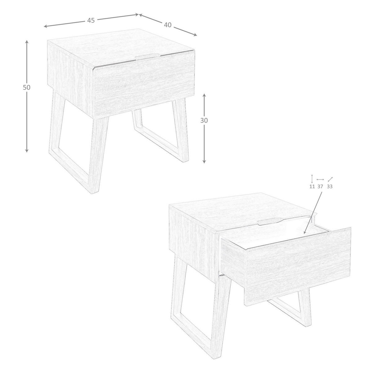 NACHTTISCH Nussbaum - Walnussfarben/Multicolor, Holz/Holzwerkstoff (45/50/40cm) - ANGEL CERDA