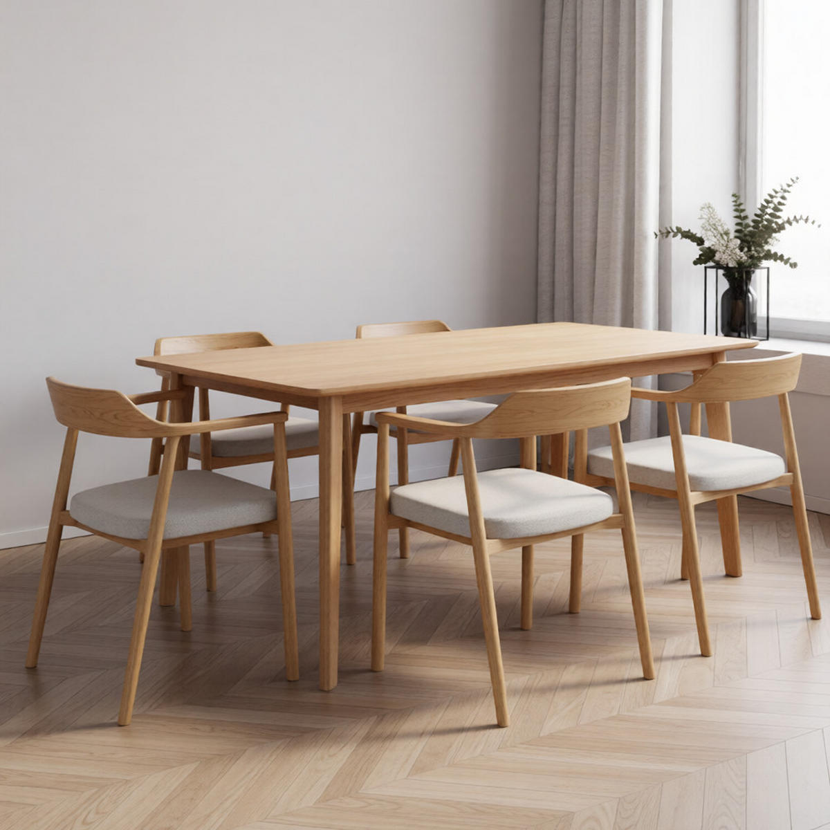 ESSZIMMERSTUHL Bergen beiger Sitz - Beige, Holz (58/77/59cm) - WOODEK