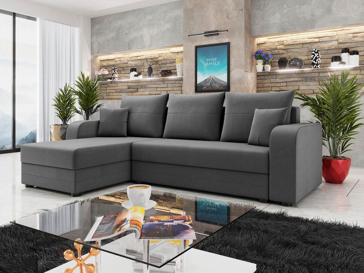 ECKSOFA Hewlet Bis - Schwarz/Grau, Holz/Kunststoff (237/139cm) - MIRJAN24