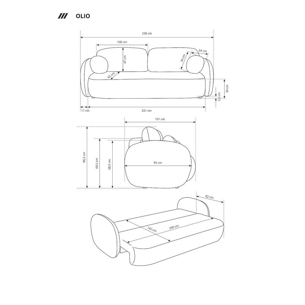 Thumbnail - DomoHome Sofa, Hellblau, Textil, Rechteckig, 238x86x101 cm, Wohnzimmer, Sofas & Couches, Schlafsofas