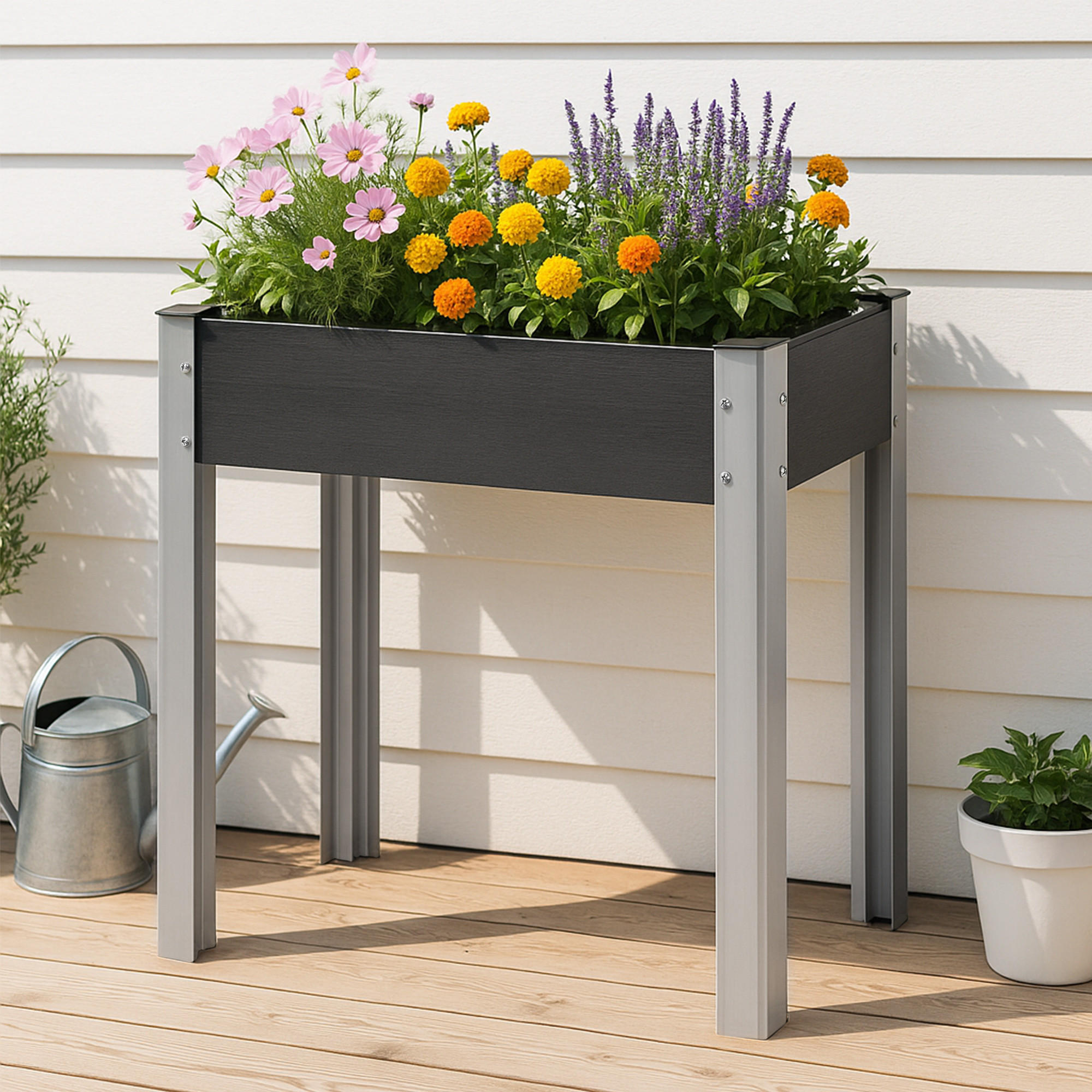 HOCHBEET Beverwijk - Dunkelgrau, Metall (75/75/40cm) - [en.casa]