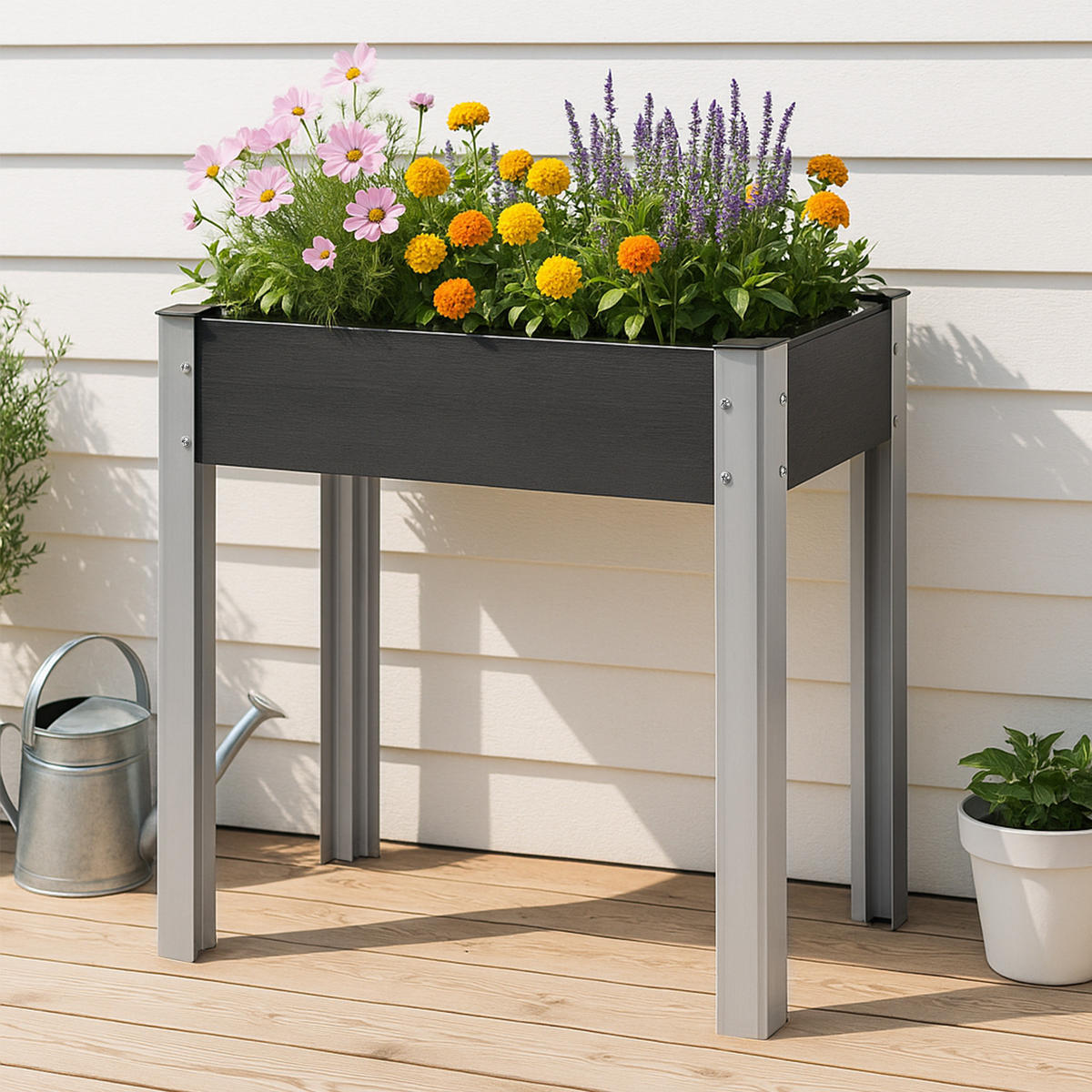 HOCHBEET Beverwijk - Dunkelgrau, Metall (75/75/40cm) - [en.casa]