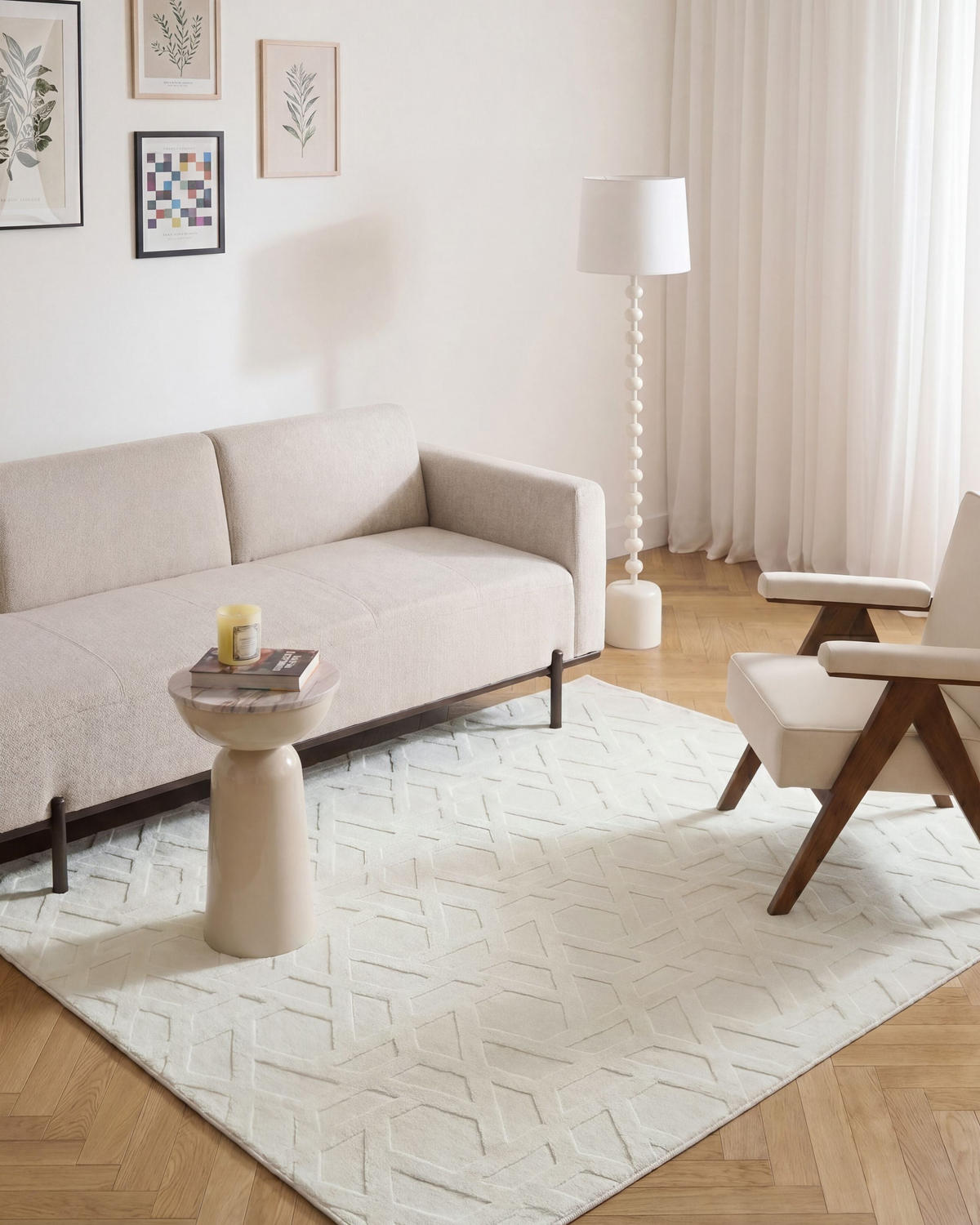 KOBEREC Krémově bílý 160/160 cm Antero - bílá/krémová, textil (160/160cm) - Beliani