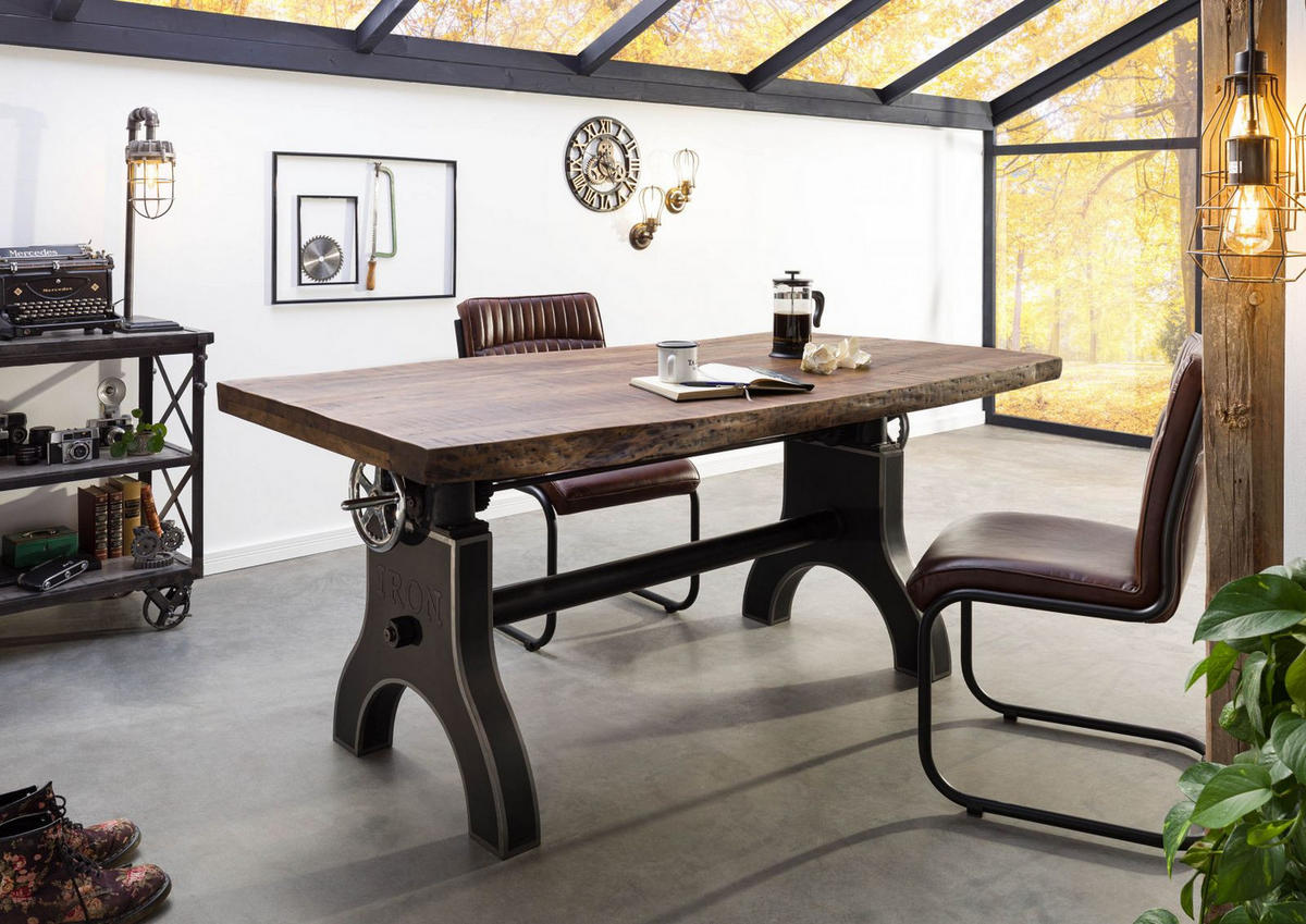 ESSTISCH Mango 160x90x80-101 höhenverstellbar natur geölt Manchester #101 - Naturfarben, Holz (160/90/80cm) - Massivmoebel24
