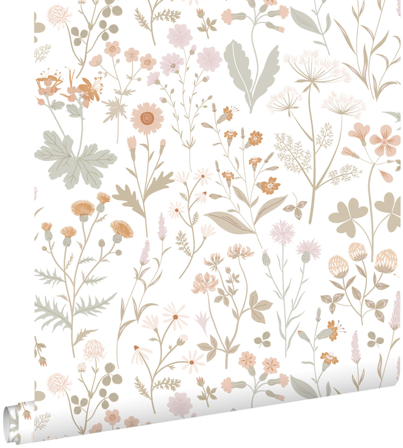 TAPETE Feldblumen 53 cm x 10.05 m - Weiß, Papier (53/0.1cm) - ESTAhome