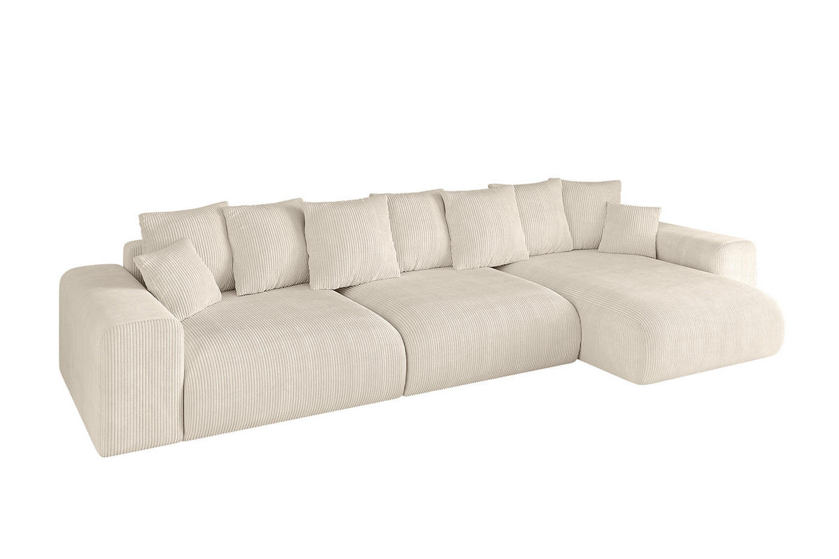 ECKSOFA Ottomane rechts ESKAR-L 364x176x84 Taupe Cord - Taupe/Schwarz, Holzwerkstoff/Kunststoff (176/364cm) - ALTDECOR