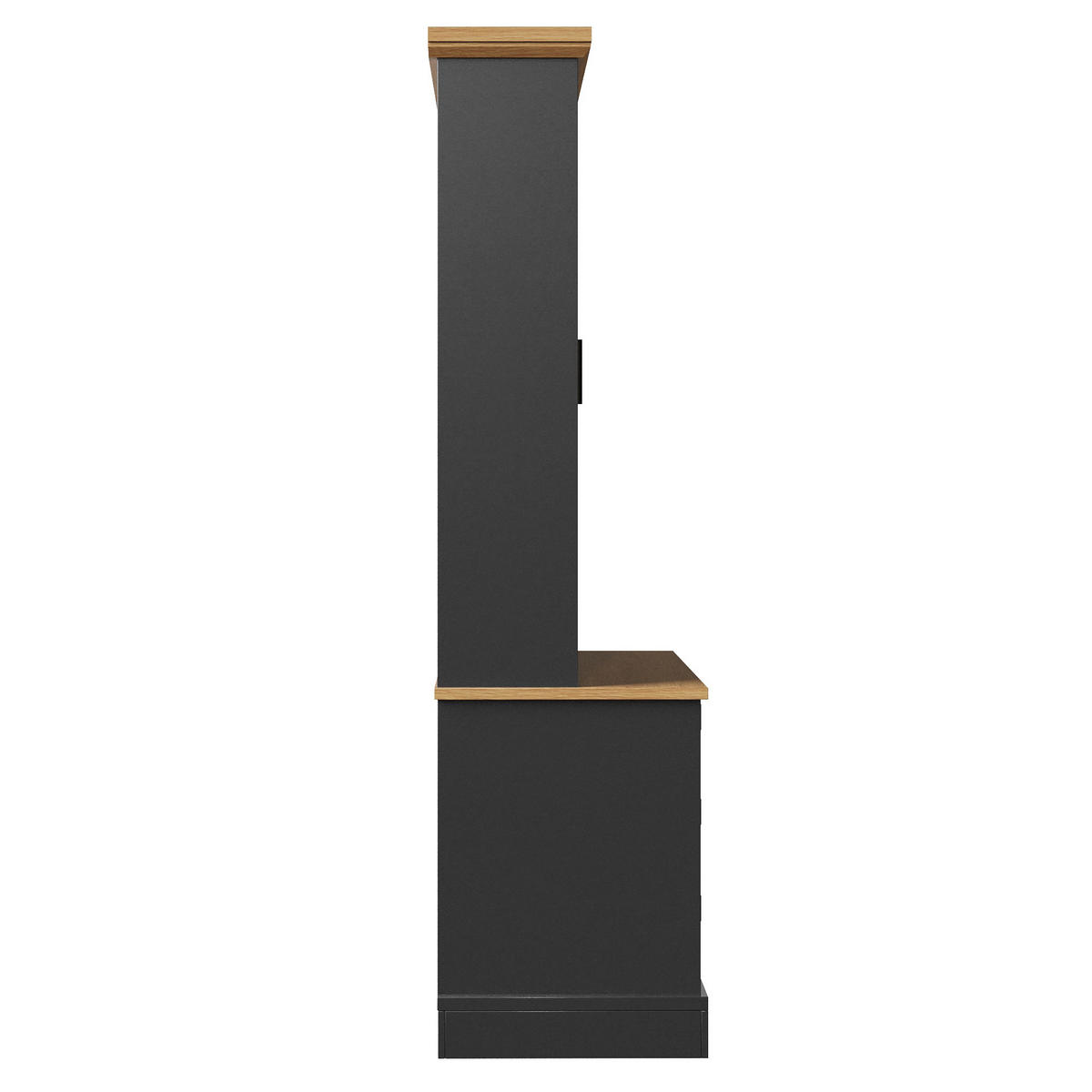 KÜCHENSCHRANK 140x185Cm 6 Schubladen Glastüren - Schwarz, Holzwerkstoff (140/185/40cm) - FLIEKS