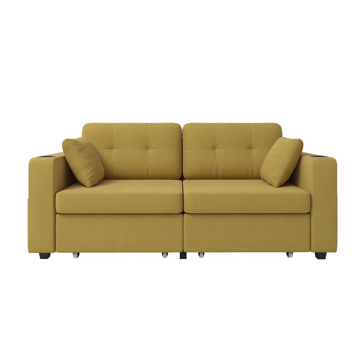 SOFA 2-Sitzer mit USB und Stauraumschubladen 172 x 75 x 82 cm Chenille - Gelb, Holzwerkstoff (172/82/75cm) - Meubliv