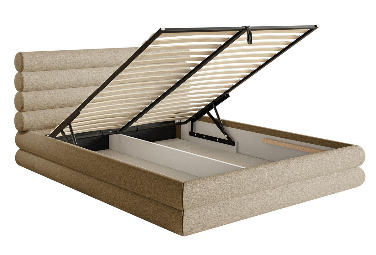 POLSTERBETT Buffalino Hellbeige Boucle 160/200 cm - Beige, Kunststoff/Textil (160/200cm) - Selsey