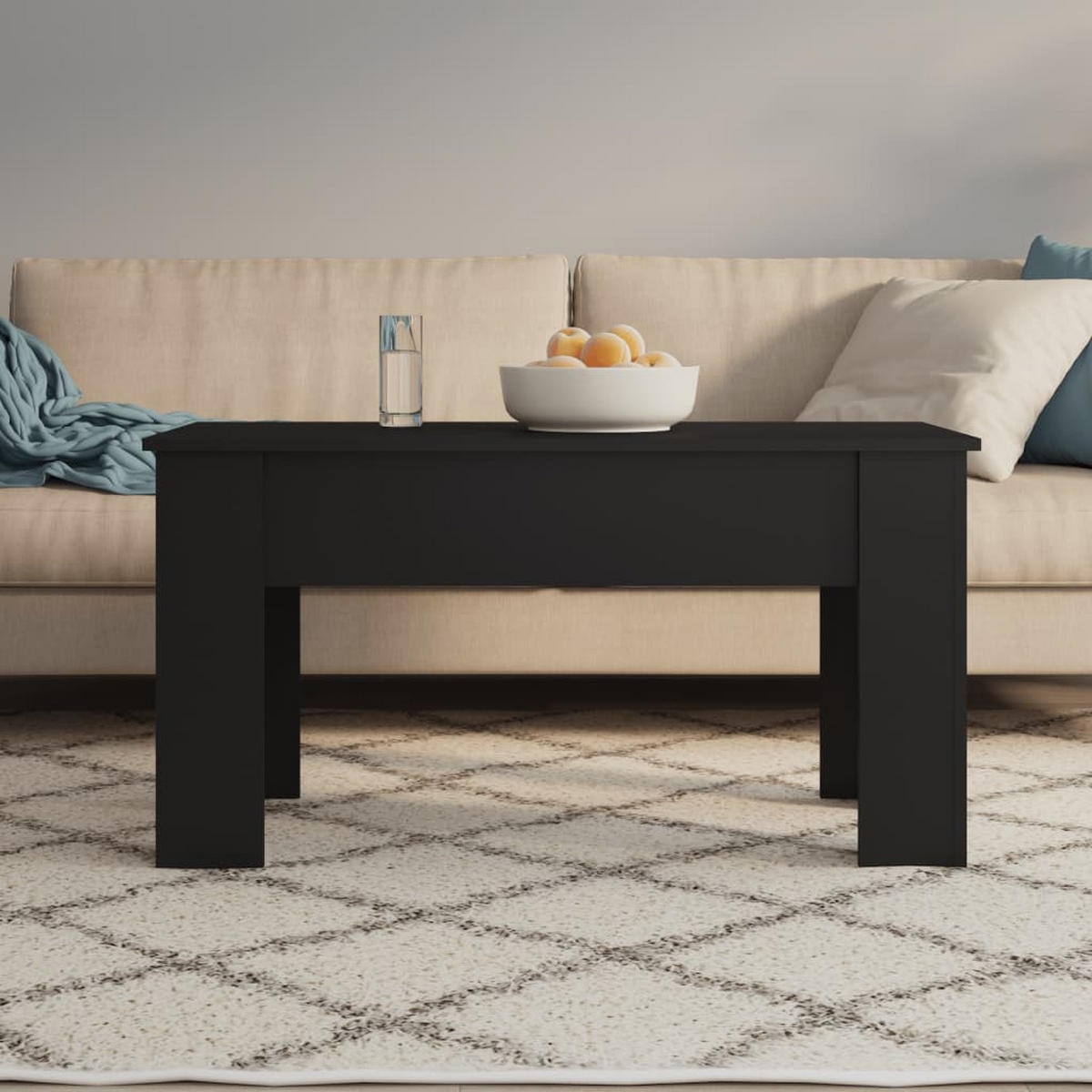 COUCHTISCH Schwarz 101x49x52 cm Holzwerkstoff - Schwarz, Holzwerkstoff (101/49/52cm) - furnicato