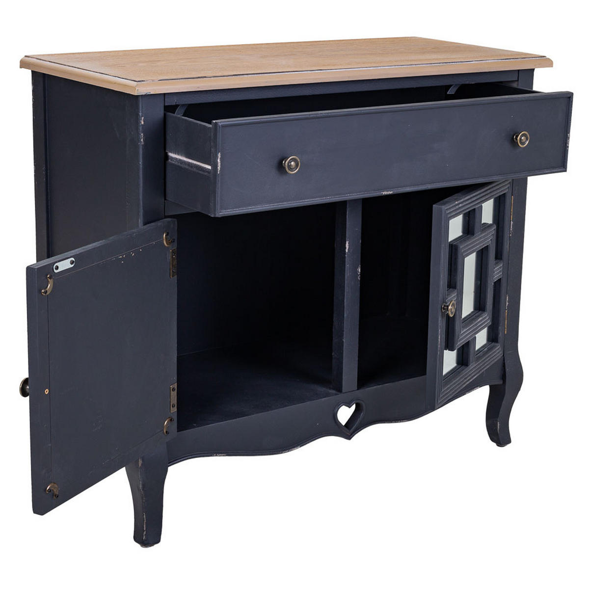 ANRICHTE aus Holz 83x36x72 Cm - Schwarz, Holz (83/72/36cm) - Wanderlust