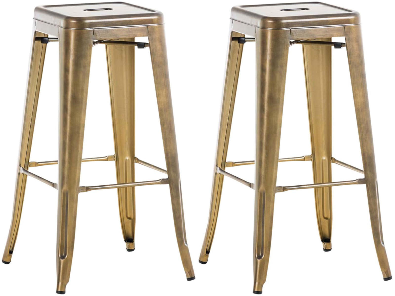 BARHOCKER 2er Set Metall gold - Goldfarben/Bronzefarben, Metall (43/76/43cm) - CLP