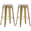 BARHOCKER 2er Set Metall gold - Goldfarben/Bronzefarben, Metall (43/76/43cm) - CLP