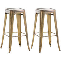 BARHOCKER 2er Set Metall gold - Goldfarben/Bronzefarben, Metall (43/76/43cm) - CLP