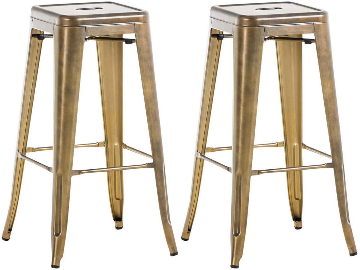 BARHOCKER 2er Set Metall gold - Goldfarben/Bronzefarben, Metall (43/76/43cm) - CLP