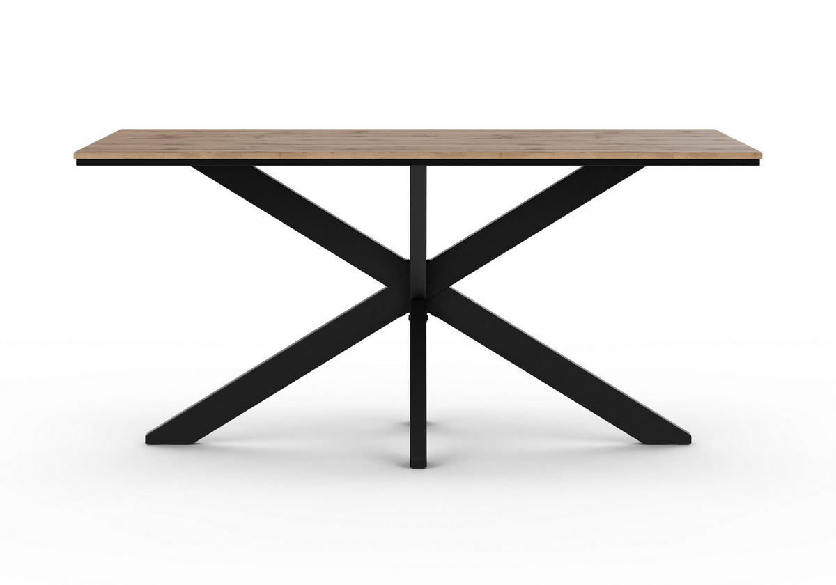 ESSTISCH DARGO 160 x 90 x 73,5 cm - Eiche Wotan/Schwarz, Holz (160/90/73.5cm) - MASSENO