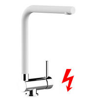 NIEDERDRUCK-VORFENSTER-KÜCHENARMATUR, Umklappbar 6 CM, Verchromt und Weiß Granit, 360° schwenkbar - Weiß, Metall (20/31.3/20cm) - VIZIO