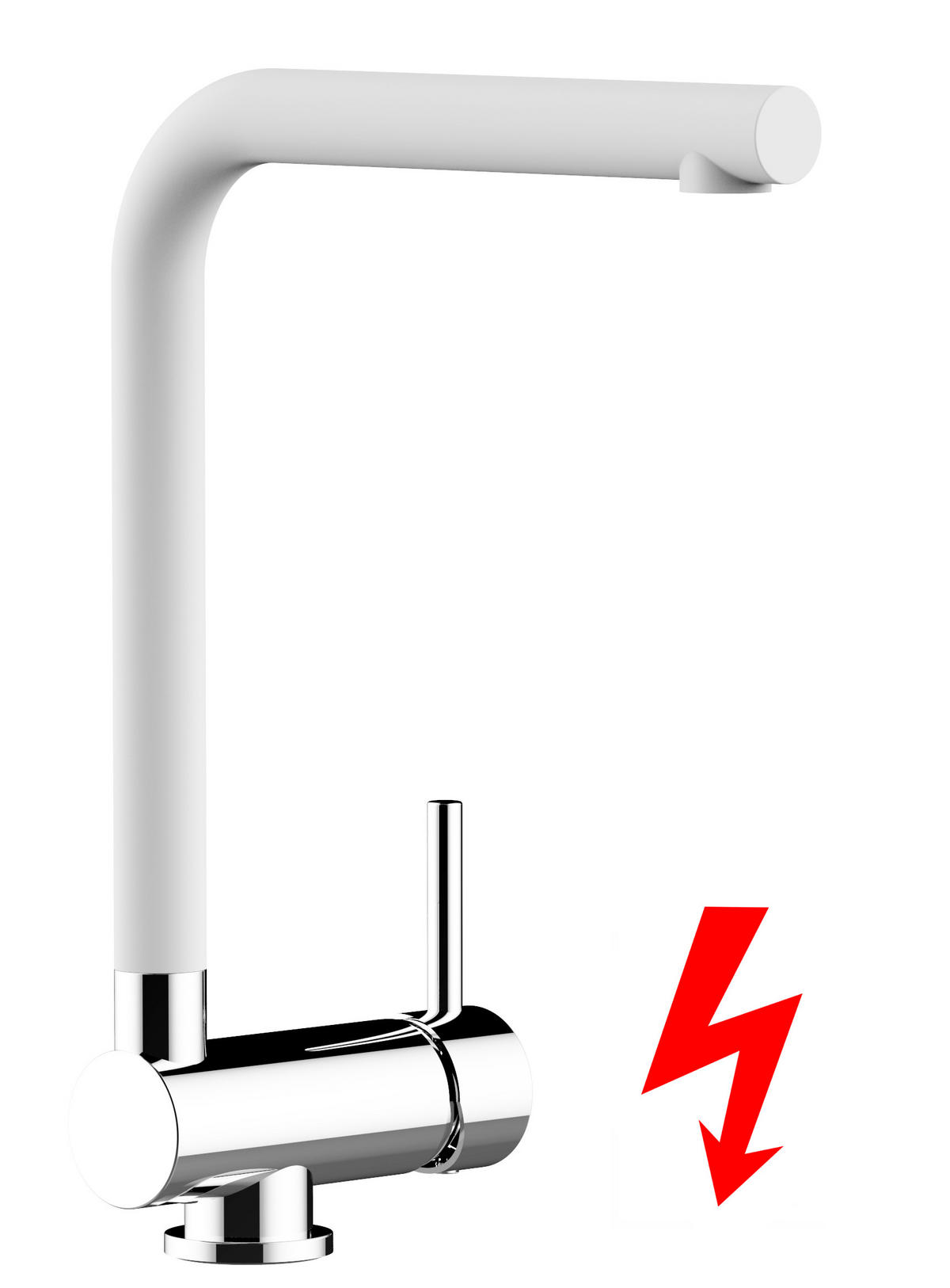 NIEDERDRUCK-VORFENSTER-KÜCHENARMATUR, Umklappbar 6 CM, Verchromt und Weiß Granit, 360° schwenkbar - Weiß, Metall (20/31.3/20cm) - VIZIO