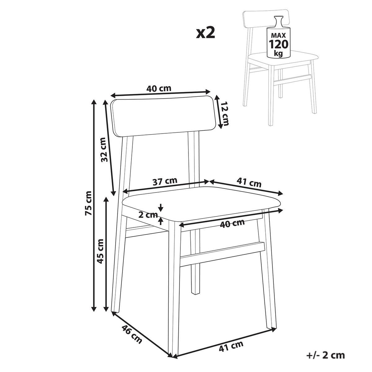 ESSZIMMERSTUHL 2er-Set Holz Hellgrau Stacy - Hellgrau, Holz (41/75/46cm) - Beliani