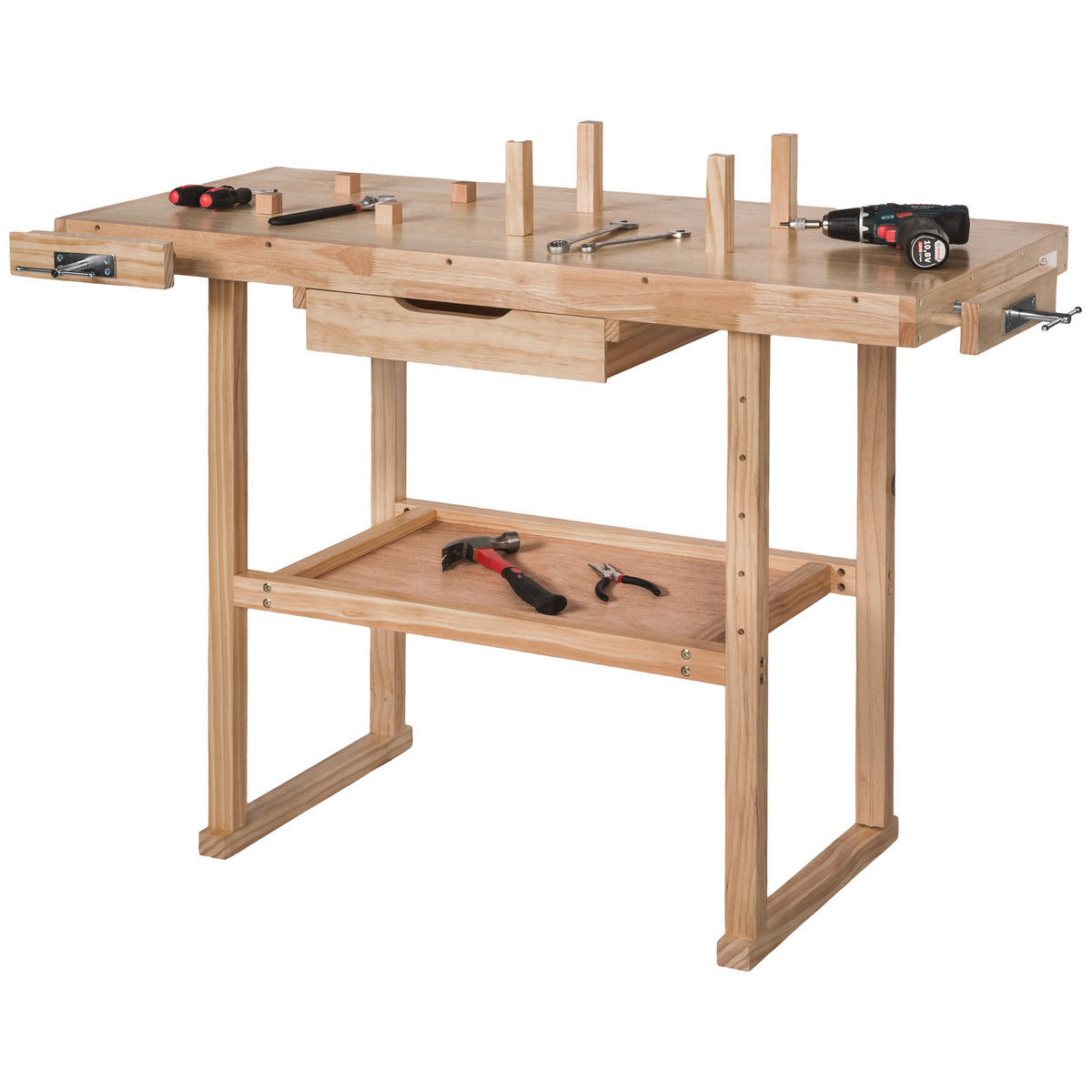 HOLZWERKBANK ,117 x 47,5 x 83 cm,braun - Braun, Holz (47.5/83/117cm) - tectake
