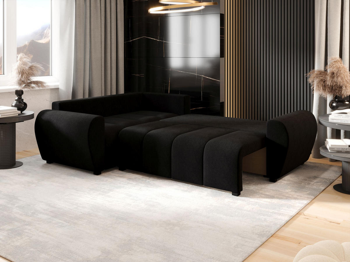 ECKSOFA MOLISA L PLUS Cosmic 100 Links mit Schlaffunktion - Schwarz, Textil (235/175cm) - Bedante