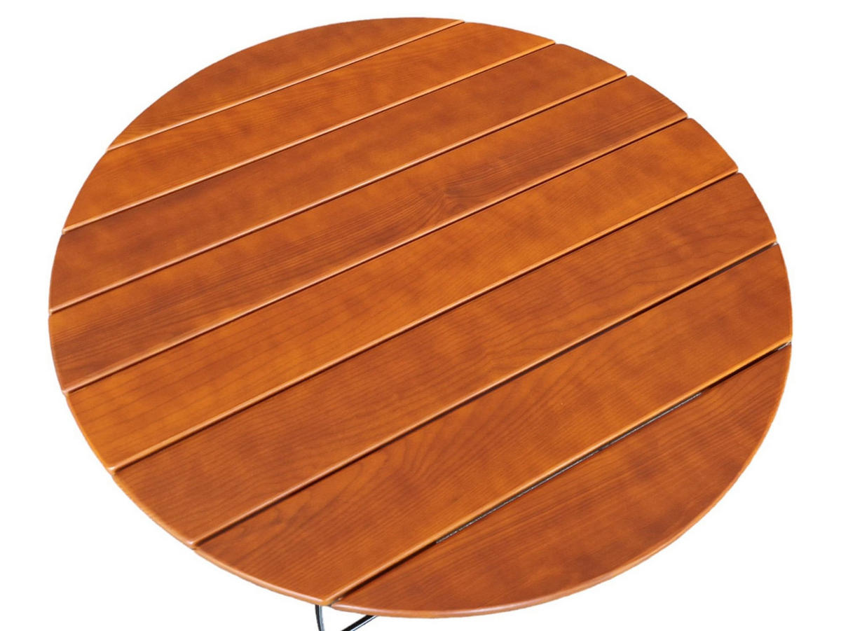 BIERGARTENTISCH BERGTAL 74x90x90cm Ø90cm Klappbar Eschenholz Schwarz/Braun 3 Personen - Braun, Holz (90/90/74cm) - CHEFGASTRO