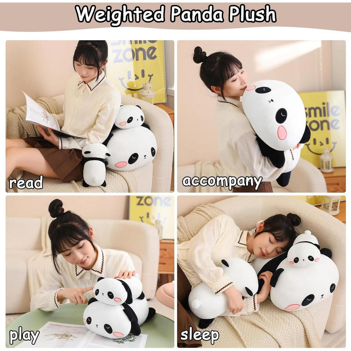 PLÜSCHKISSEN Panda 35 cm - Multicolor, Textil (12.7/20.3cm)