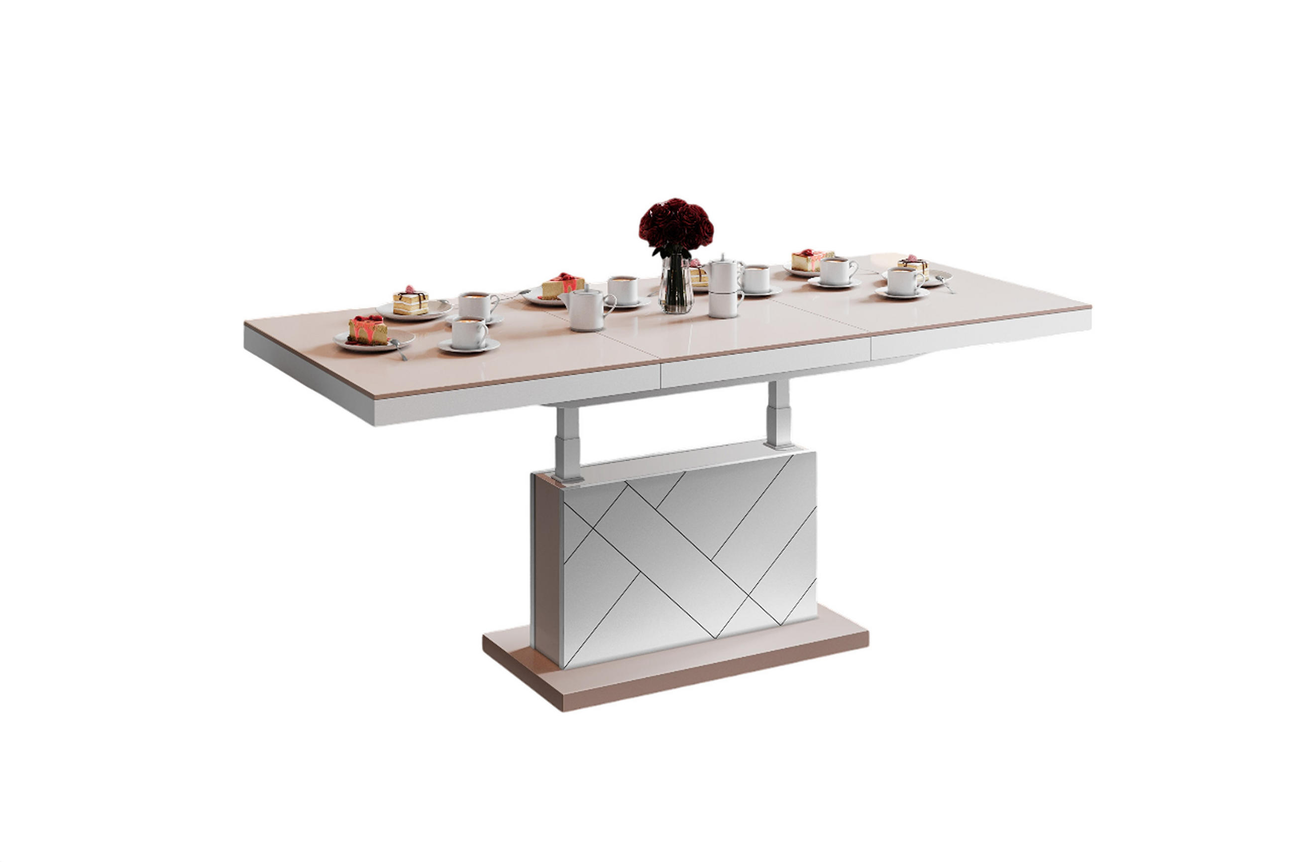 designimpex Couchtisch Cappuccino, Weiß Hochglanz 120x55x75 cm