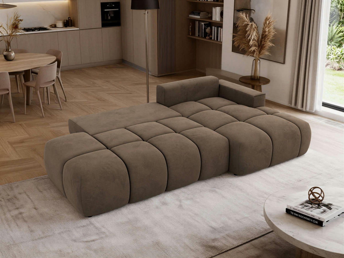 ECKSOFA LORAN L Braun Velvet - Rechts - Schwarz/Braun, Kunststoff/Textil (292/170cm) - MKS