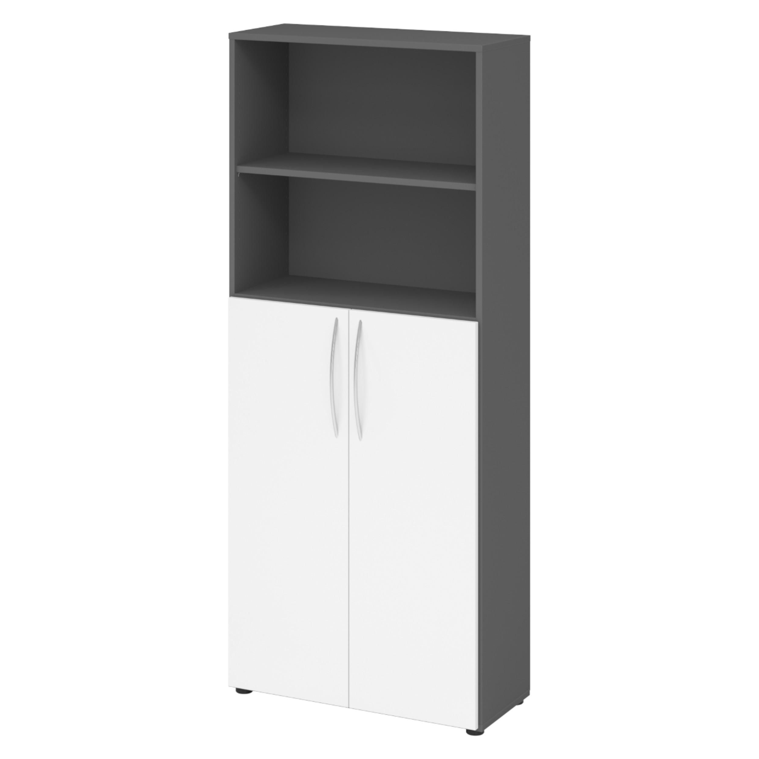 bümö Regalschrank Graphit, Weiß 80x188x35 cm