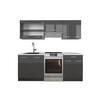 KÜCHENZEILE R-Line Anthrazit Hochglanz/Anthrazit 200 cm , AP Marmor - Schwarz Hochglanz/Anthrazit, Holzwerkstoff (200/81.6/60cm) - Vicco