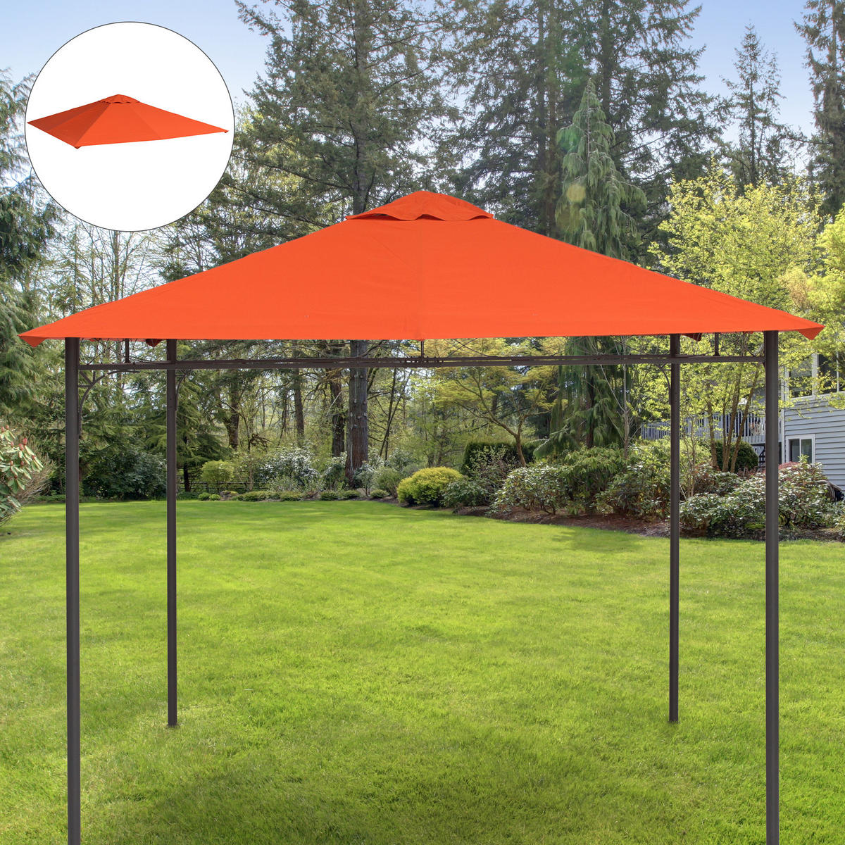 ERSATZDACH, 3x3 m orangefarben für Gartenpavillon, Polyester mit Belüftungslöchern - Multicolor, Textil (298/298cm) - FORIOUS