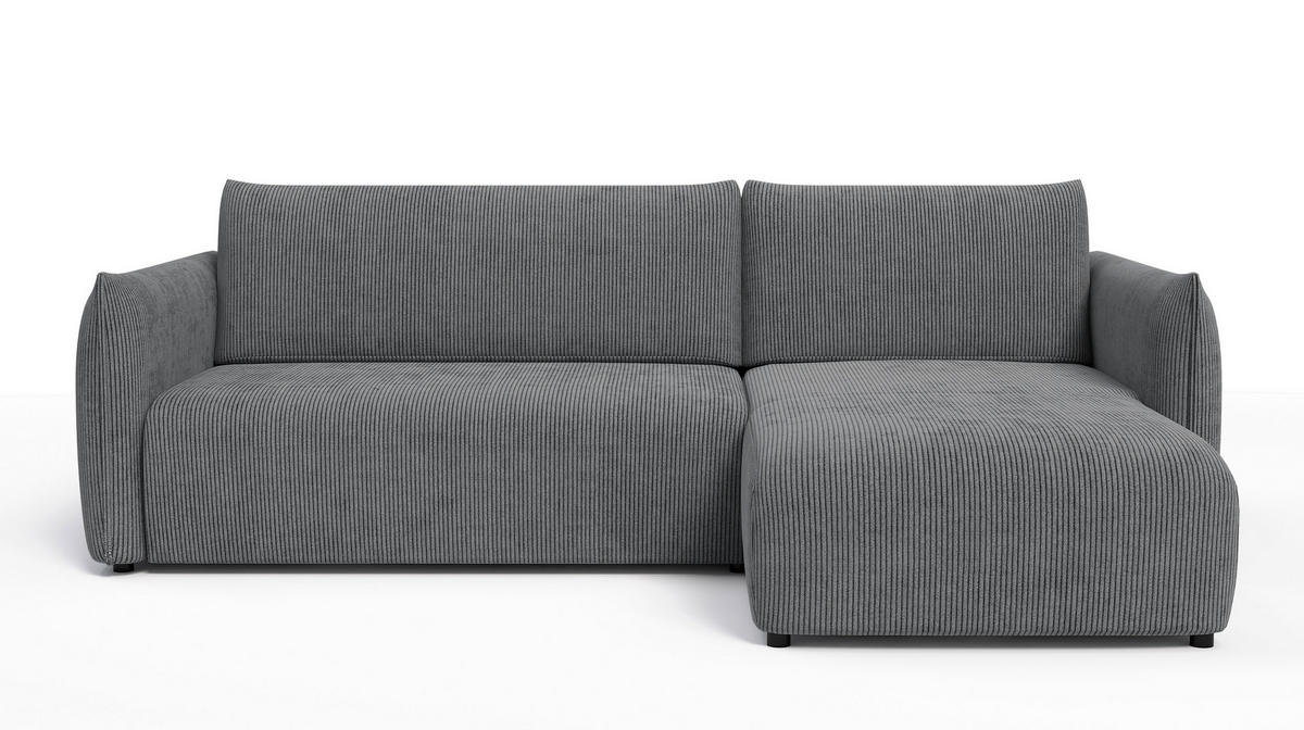 ECKSOFA TAUER 3-Sitzer links, dunkelgrau - Dunkelgrau/Schwarz, Holz/Textil (248/173cm) - Courtois Laville