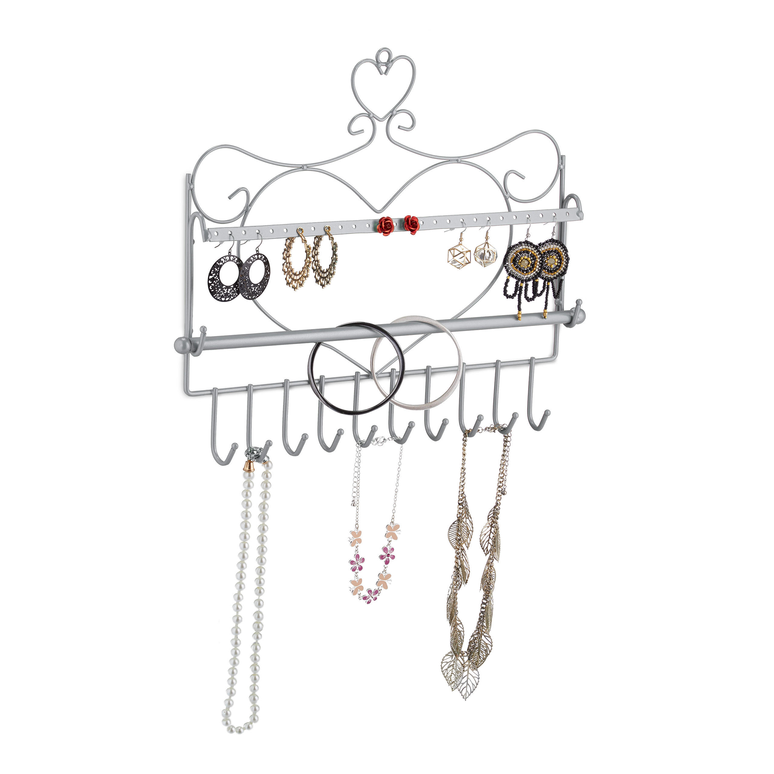 WANDSCHMUCKHALTER - Silberfarben, Metall (36.5/30/3.5cm) - Relaxdays