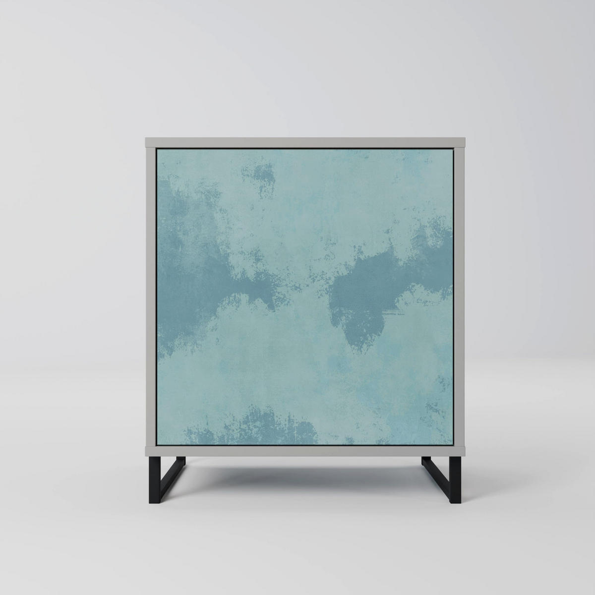 SIDEBOARD SKY WASH, Grau, 57,5x42x70,5 cm, Schwarze Metall-Sternfüße - Multicolor/Schwarz, Holzwerkstoff/Metall (57.5/70.5/42cm) - SpaceRebels