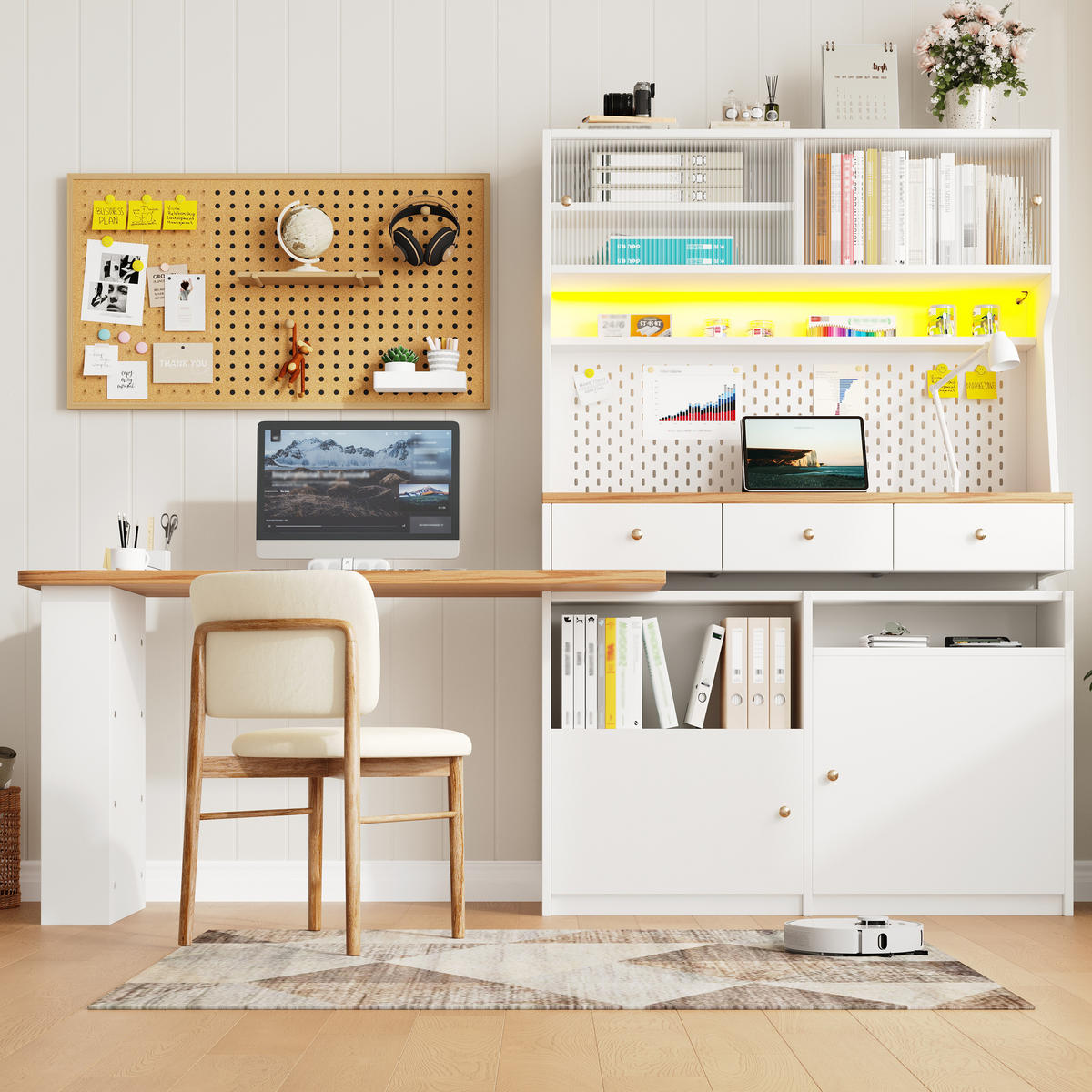 KÜCHENSCHRANK 137x45x178 Cm 2 Türen 3 Schubladen Weiß - Weiß, Holzwerkstoff (137/178/45cm) - FLIEKS