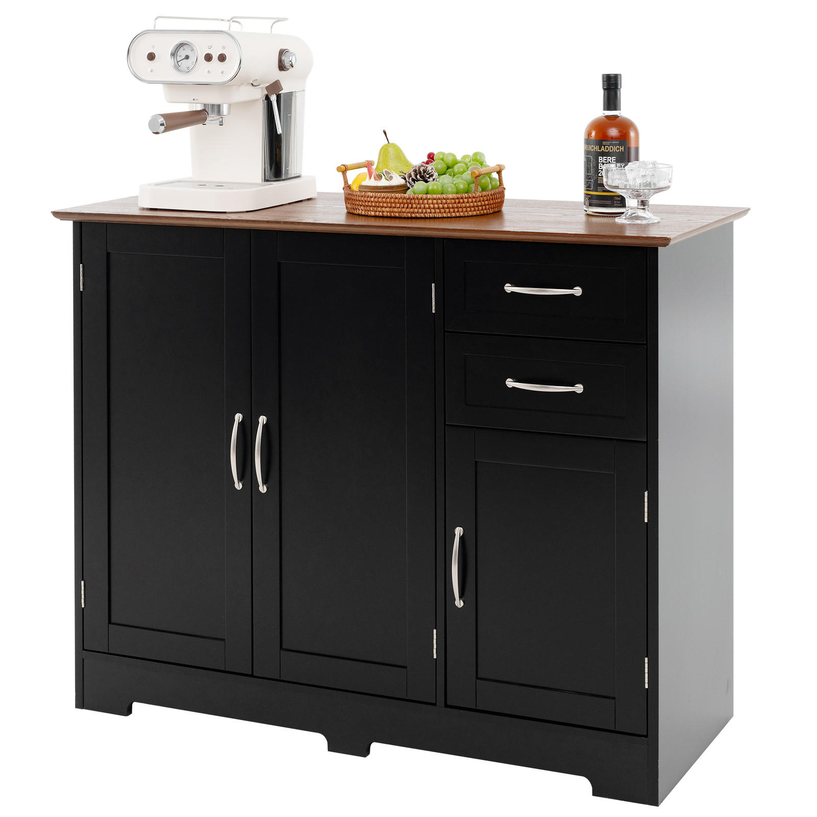 Costway Kuchenschrank Schwarz 100x78x40 cm