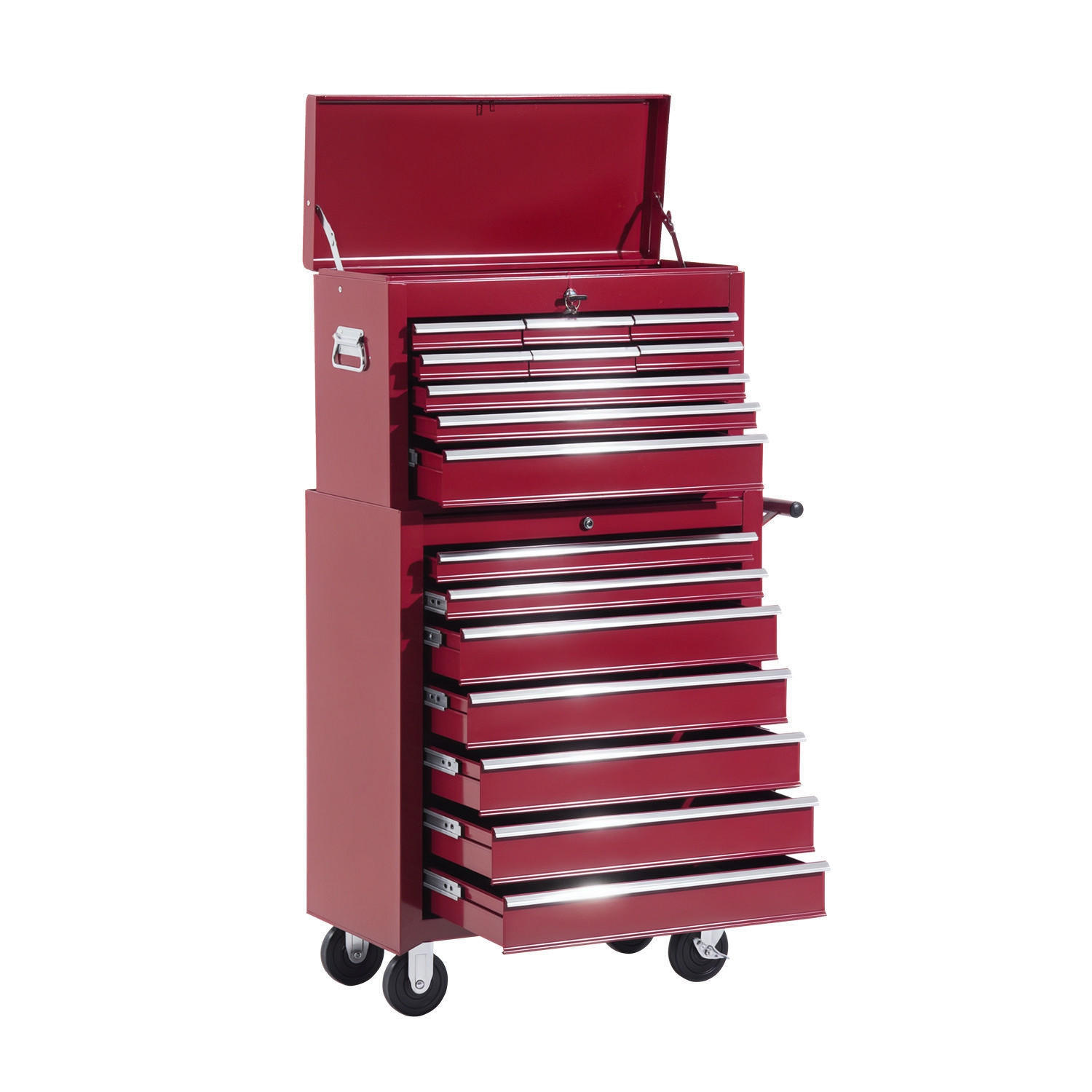 WERKSTATTWAGEN DE-10559 16 Schubladen abschließbar Rot - Rot, Metall (33/113/61.5cm) - ComfortXL