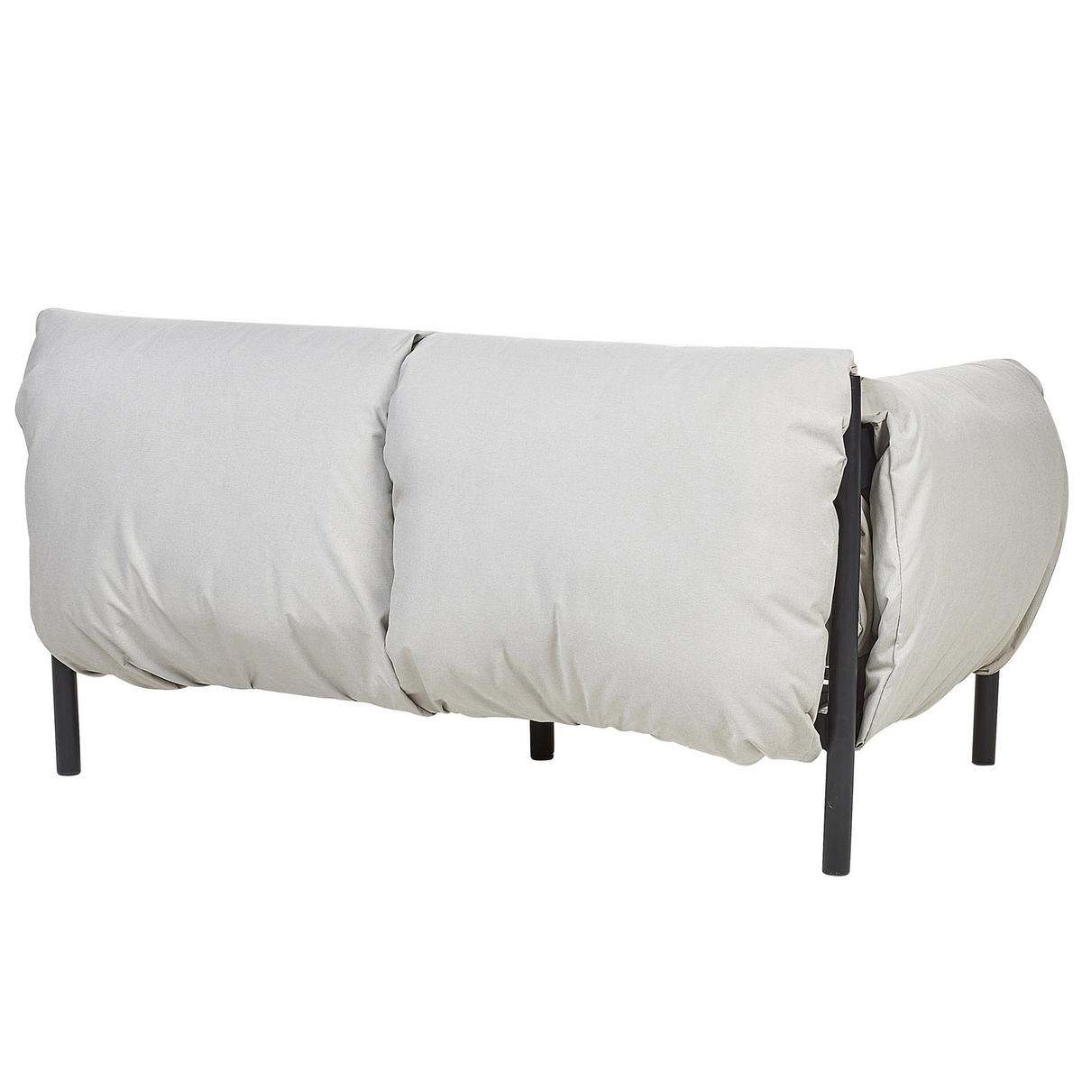 GARTENSOFA 2-Sitzer Aluminium hellgrau/schwarz Esperia - Schwarz/Grau, Metall (144/80/96cm) - Beliani