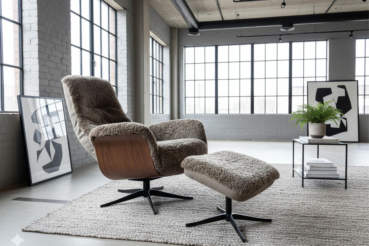 RELAXSESSEL SILVA Beige Schaffell Relaxfunktion - Beige/Schwarz, Naturmaterialien/Fell (77/106/86cm) - KAWOLA