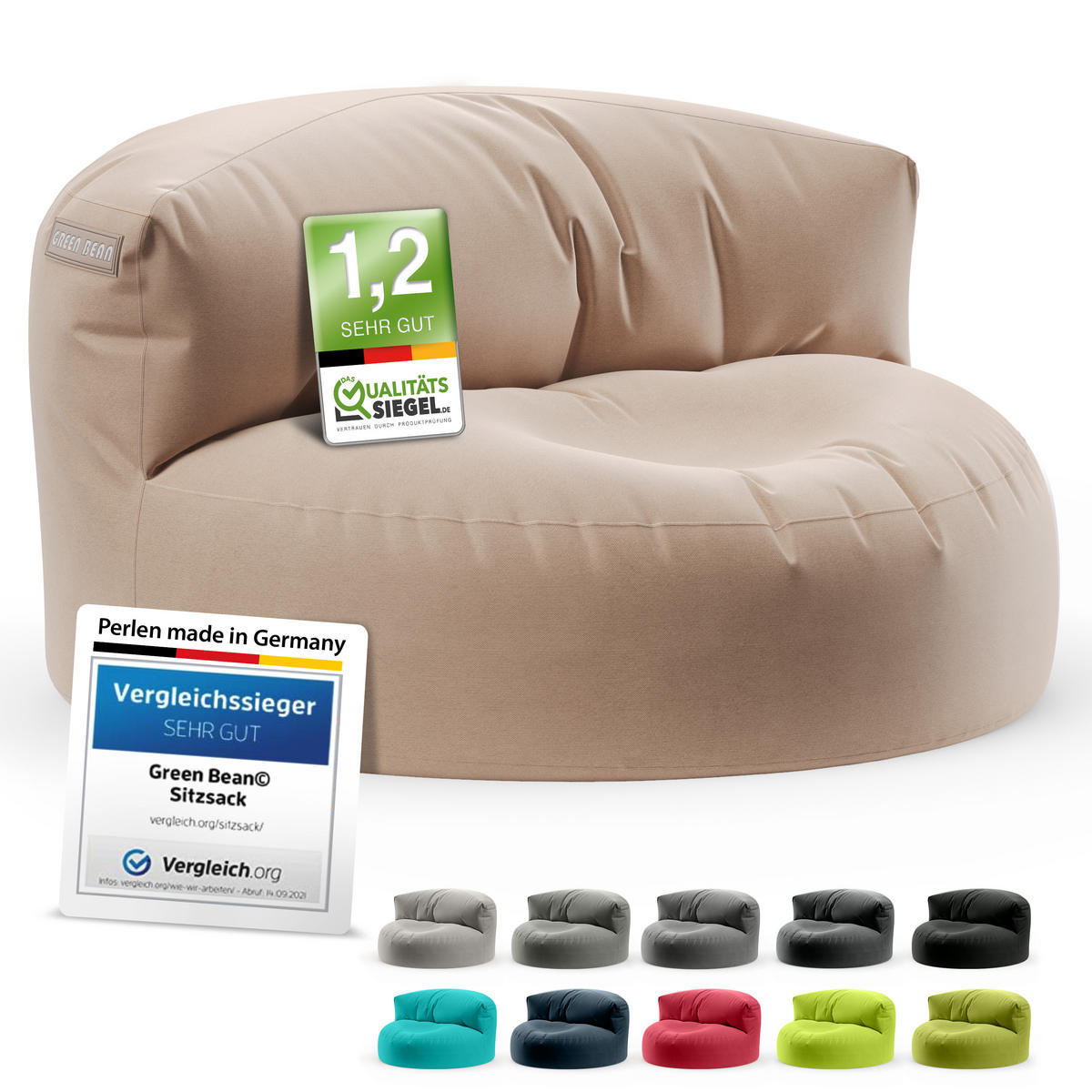 INDOOR OUTDOOR SITZSACK Lounge Sofa - Beige, Textil (90/50/50cm) - Green Bean