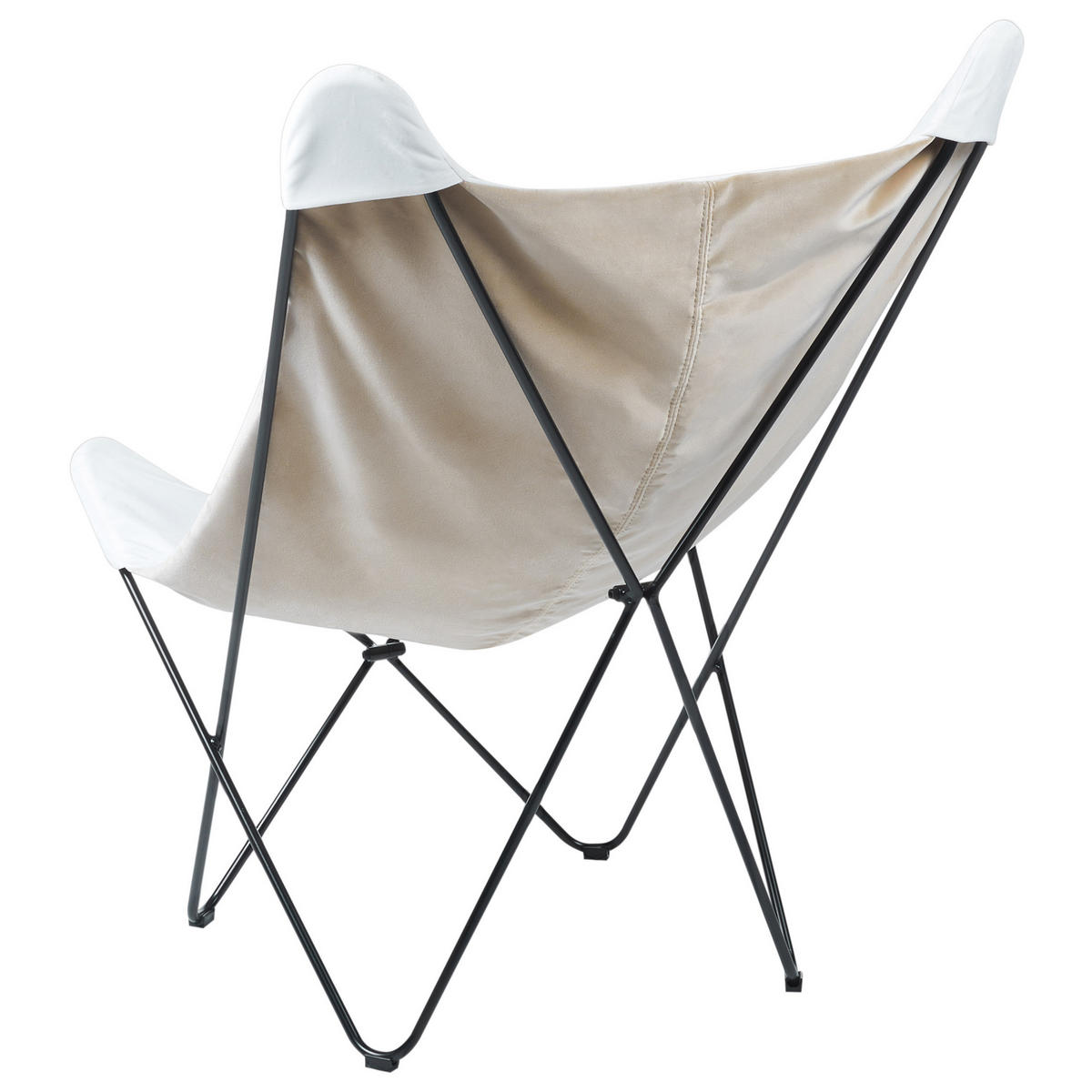 SCHMETTERLINGSSESSEL Samtstoff Weiß Nybro - Weiß, Textil/Metall (70/99/85cm) - Beliani
