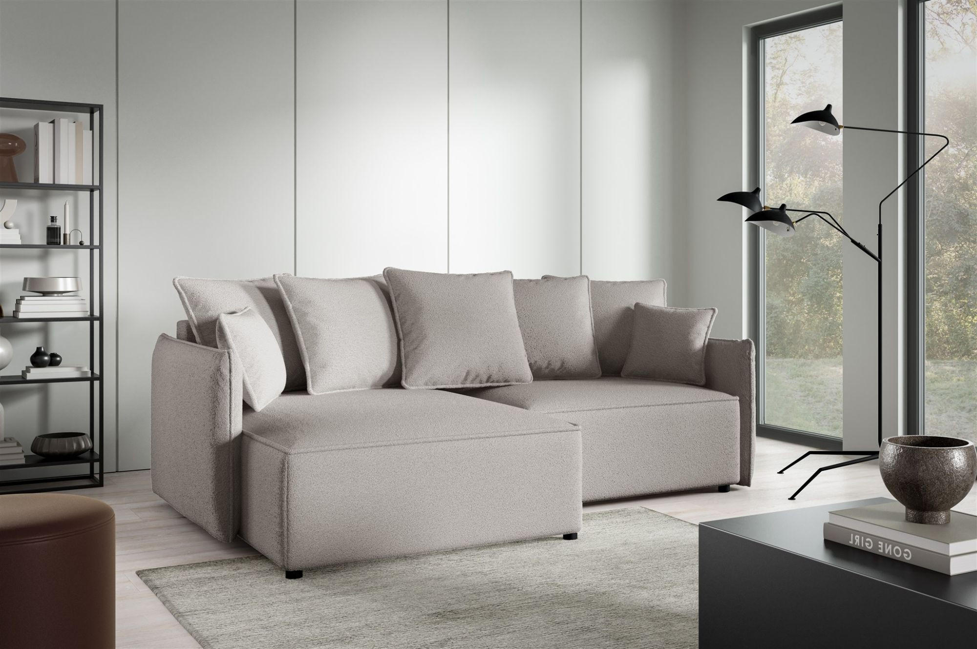 ECKSOFA Minea Mit Schlaffunktion - Beige, Holzwerkstoff/Textil (221/153cm) - Fun Möbel