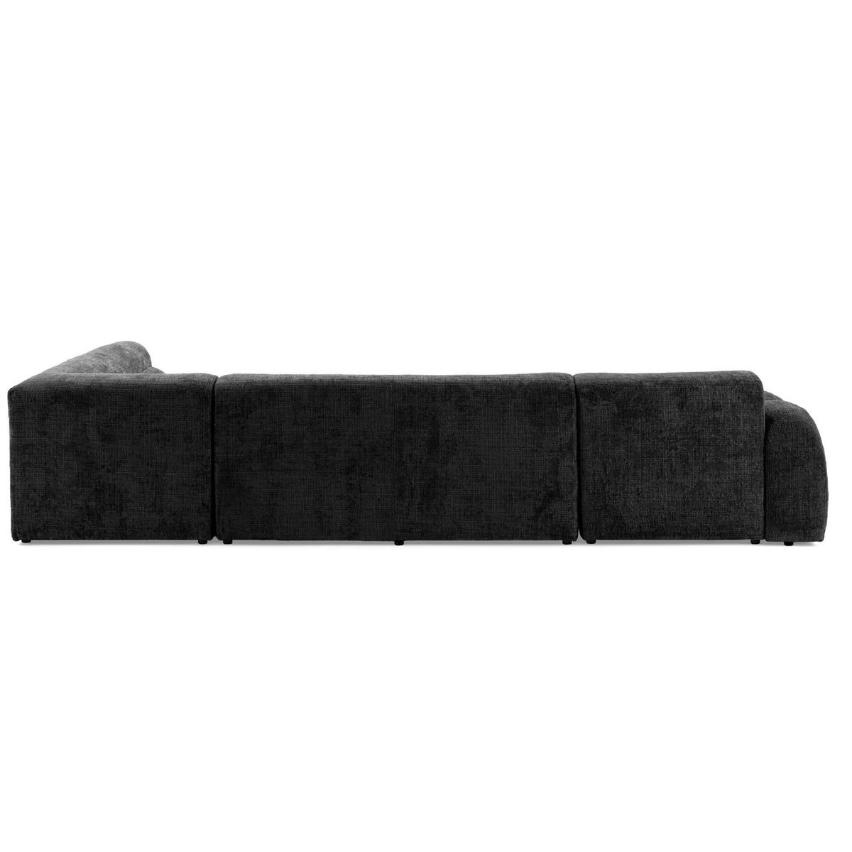 6-SITZER modulares Wohnlandschaft U XXL VEER SET 3 Rechts, 368 x 200 cm, Chenille Webstoff Anthrazit - Anthrazit/Schwarz, Holz/Kunststoff (200/75/368cm) - Muffo