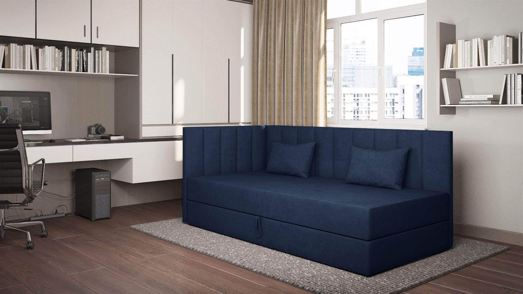 SOFA Thelma In Opera - Dunkelblau, Holzwerkstoff/Textil (207/90/97cm) - Fun Möbel