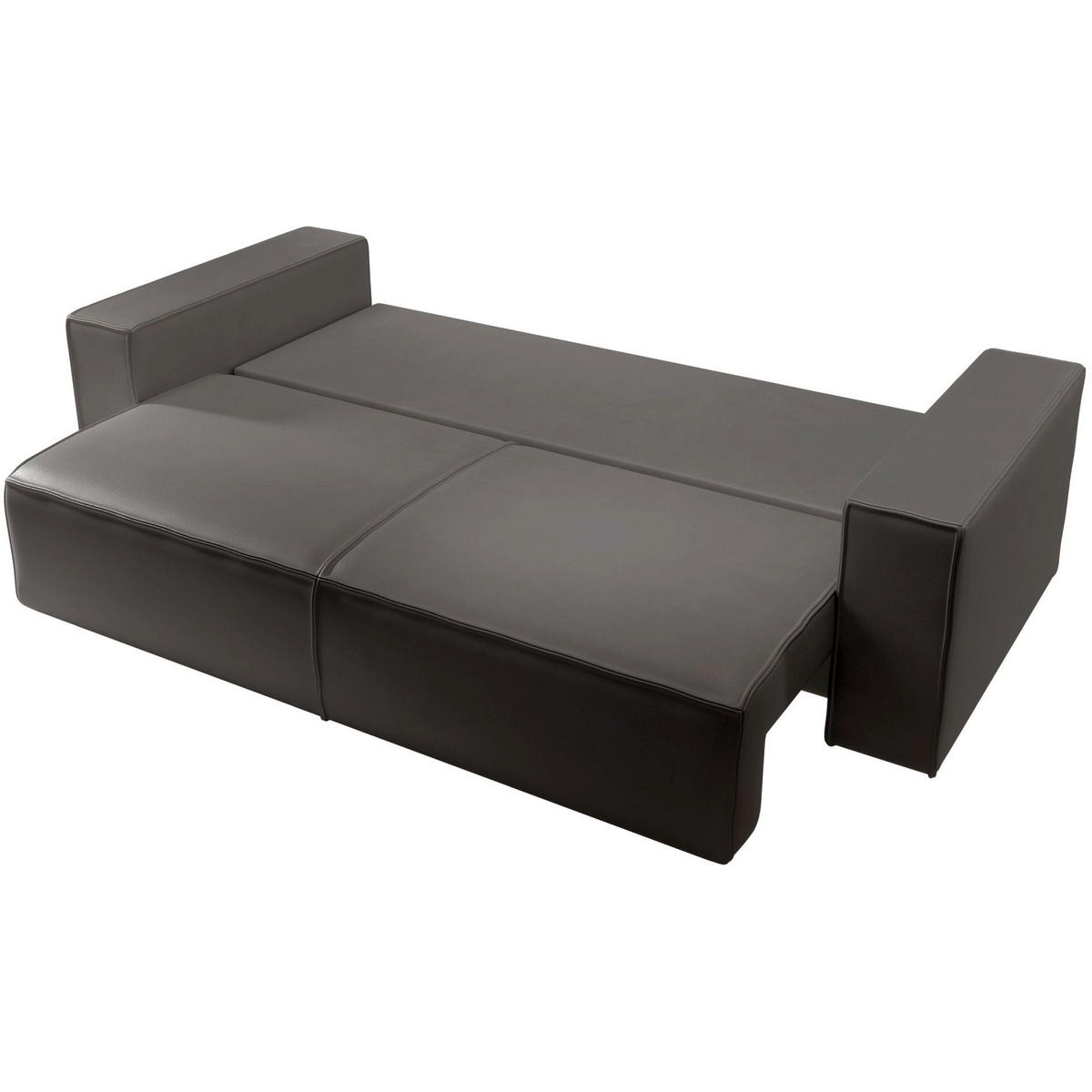 3MÍSTNÁ rozkládací pohovka Farese Cuero tmavě šedá, umělá kůže - černá/tmavě šedá, textil/plast (257/86/102cm) - Selsey