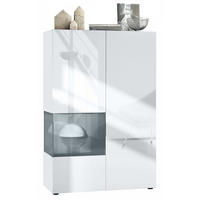 VITRINE Morena Einsatz in Grau Hochglanz - Grau, Holzwerkstoff (91.5/136.5/37cm) - Vladon