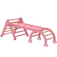 KLETTERGERÜST Indoor, 7 in 1 klappbar Kletterdreieck mit Rutsche, Kletterbogen - Rosa, Holz (70/59/188cm) - AIYAPLAY